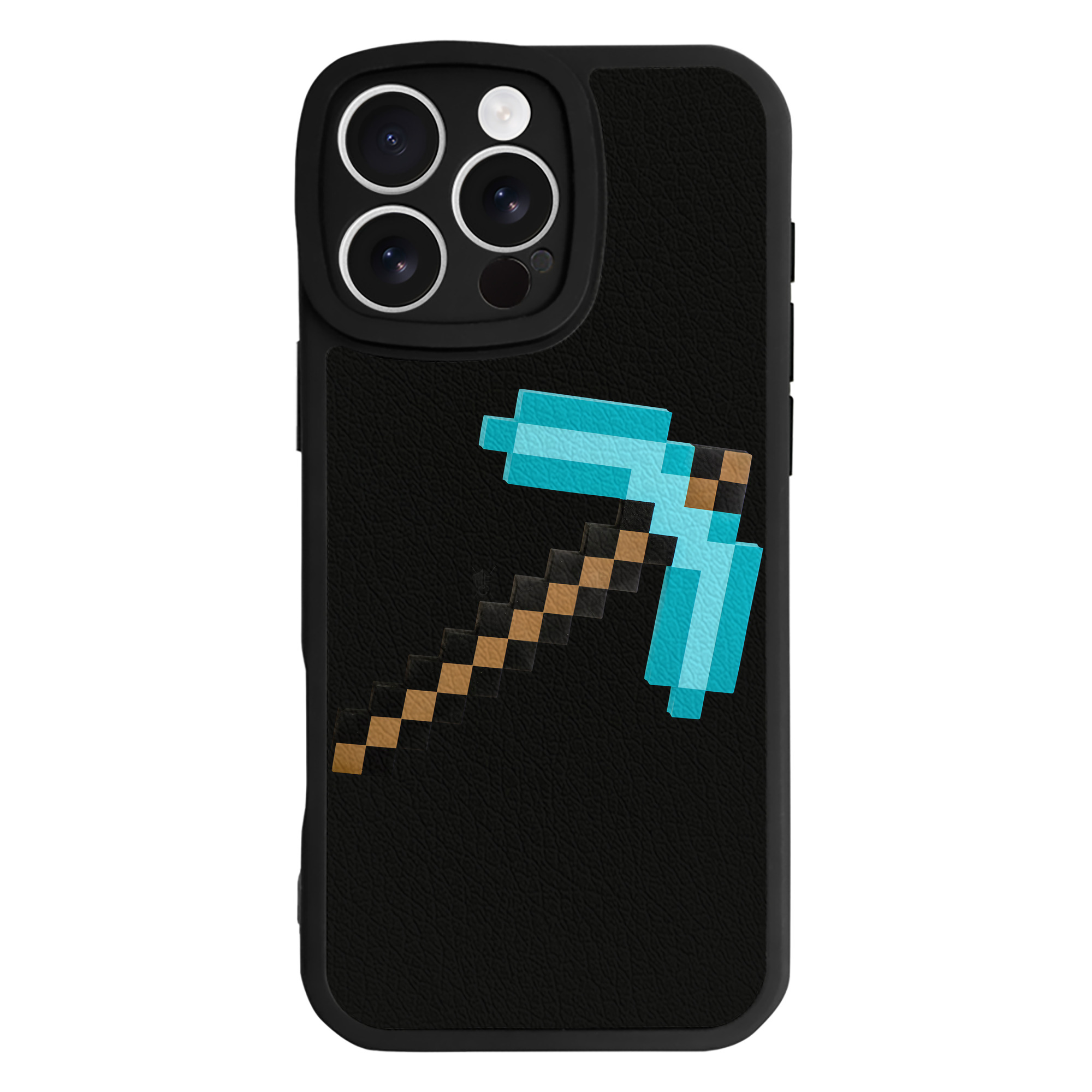 （画像用） マインクラフト ブロックの世界 Minecraft MC Block world 【iPhone 16シリーズ対応】シリコンスマホケース（レザー調） 材質：シリコン